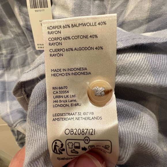 NWT new medium Anthropologie pilcro Hadley button down shirt blue plaid flannel - Picture 11 of 17